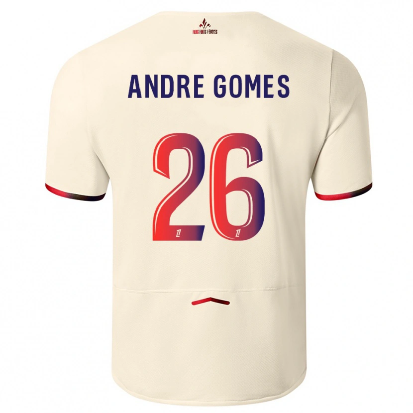 Danxen Kvinnor André Gomes #26 Off-White Röd Bortatröja Matchtröjor 2025/26 Tröjor T-Tröja