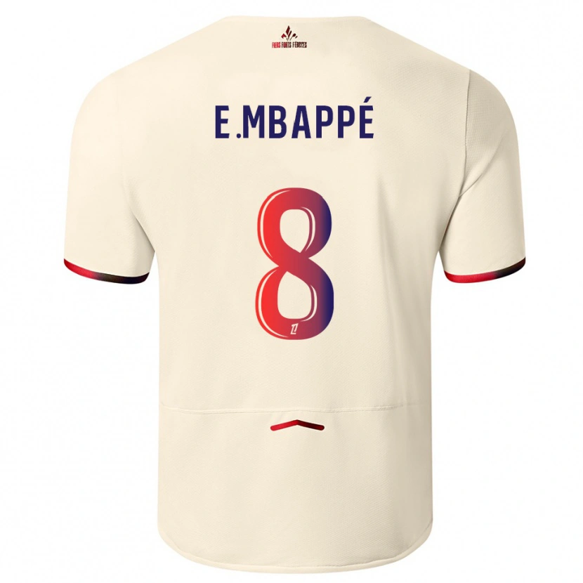 Danxen Kvinnor Ethan Mbappé #8 Off-White Röd Bortatröja Matchtröjor 2025/26 Tröjor T-Tröja