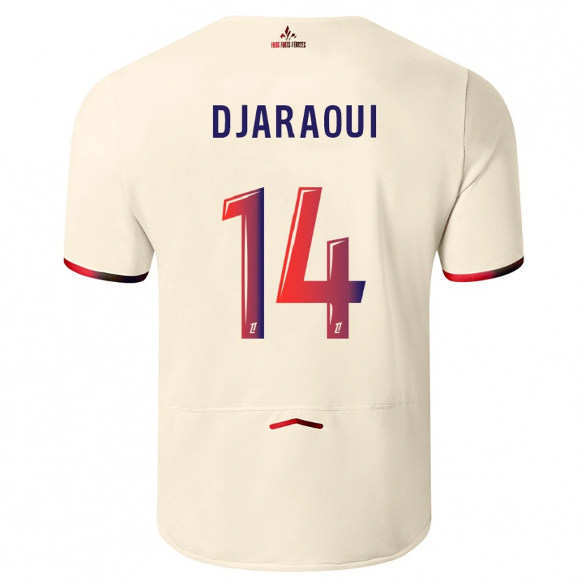Danxen Kvinnor Mehdi Djaraoui #14 Off-White Röd Bortatröja Matchtröjor 2025/26 Tröjor T-Tröja