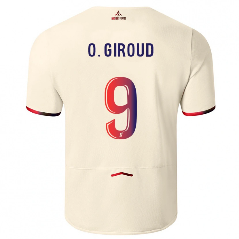Danxen Kvinnor Olivier Giroud #9 Off-White Röd Bortatröja Matchtröjor 2025/26 Tröjor T-Tröja