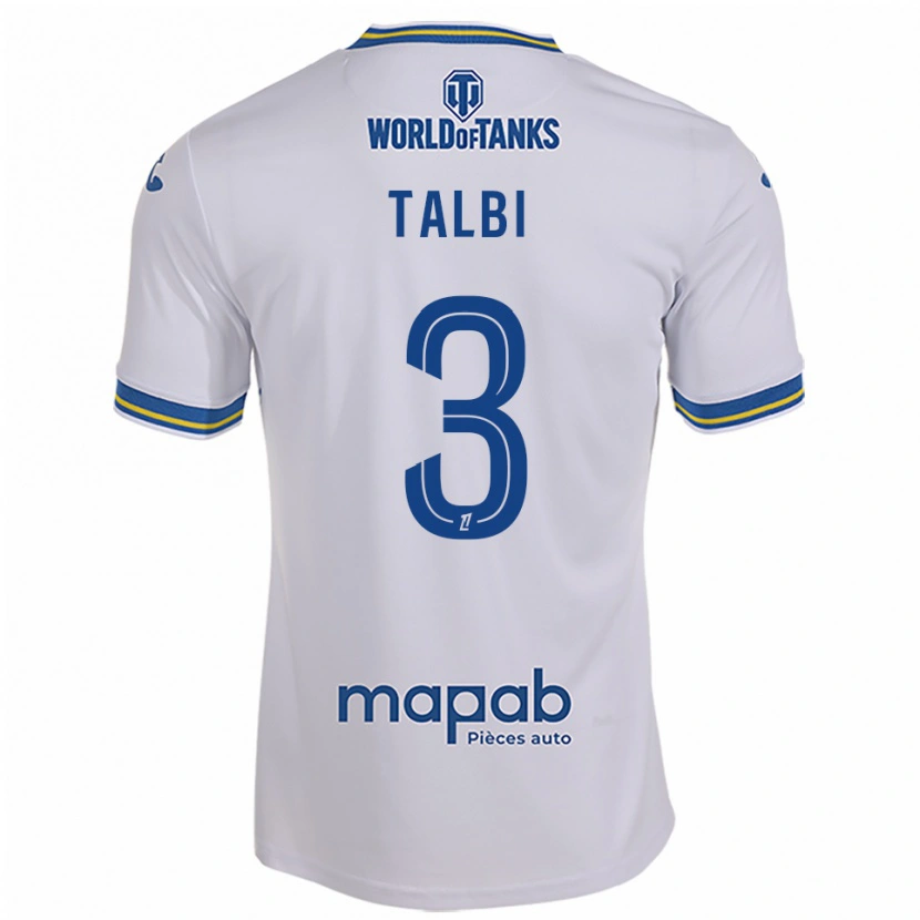 Danxen Kvinnor Montassar Talbi #3 Vit Himmelsblå Bortatröja Matchtröjor 2025/26 Tröjor T-Tröja