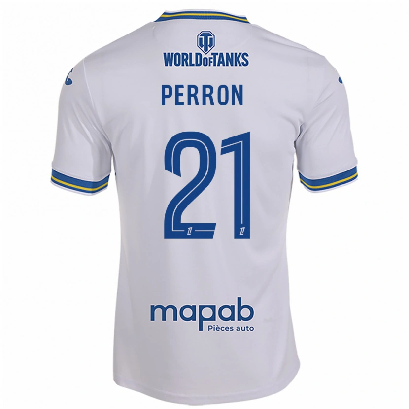 Danxen Kvinnor Angéline Perron #21 Vit Himmelsblå Bortatröja Matchtröjor 2025/26 Tröjor T-Tröja