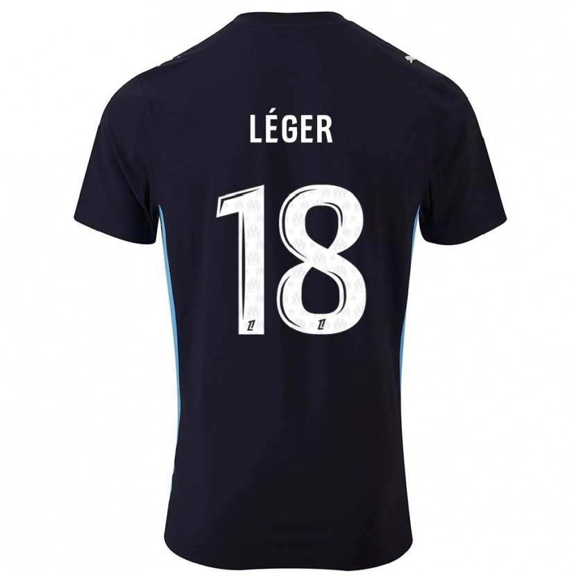 Danxen Kvinnor Marie-Charlotte Léger #18 Svart Himmelsblå Bortatröja Matchtröjor 2025/26 Tröjor T-Tröja