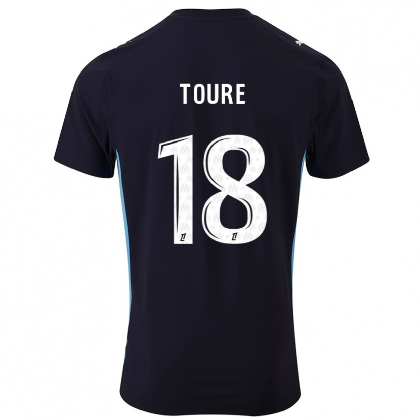 Danxen Kvinnor Isaak Toure #18 Svart Himmelsblå Bortatröja Matchtröjor 2025/26 Tröjor T-Tröja