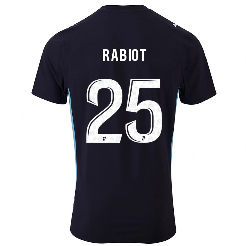 Danxen Kvinnor Adrien Rabiot #25 Svart Himmelsblå Bortatröja Matchtröjor 2025/26 Tröjor T-Tröja