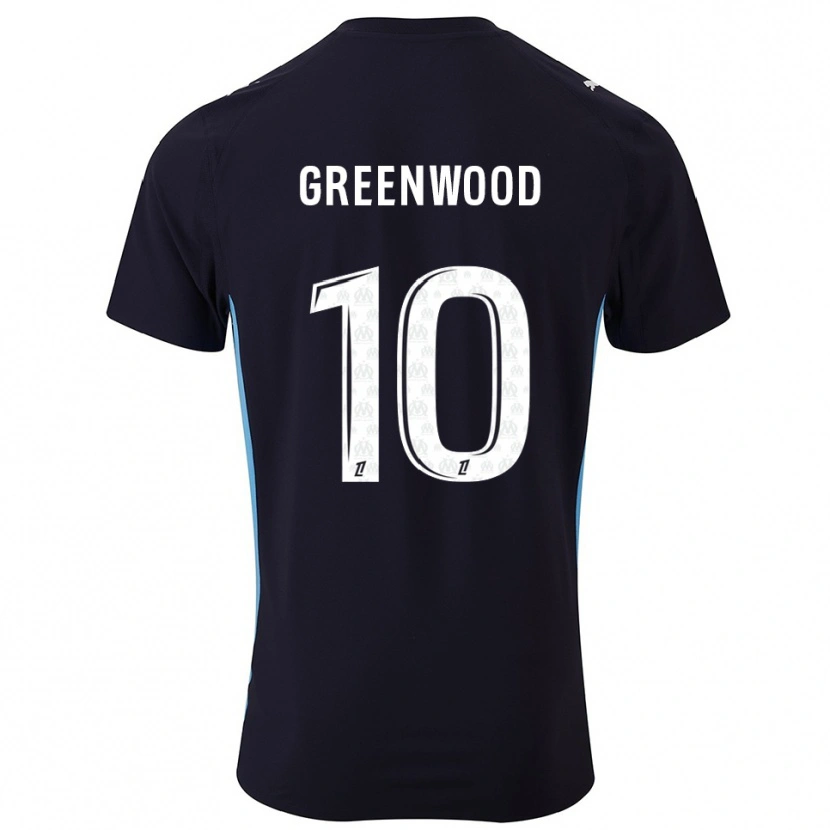 Danxen Kvinnor Mason Greenwood #10 Svart Himmelsblå Bortatröja Matchtröjor 2025/26 Tröjor T-Tröja