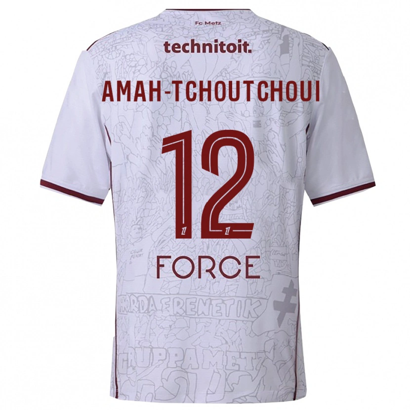 Danxen Kvinnor Marco Amah-Tchoutchoui #12 Vit Bourgogne Bortatröja Matchtröjor 2025/26 Tröjor T-Tröja