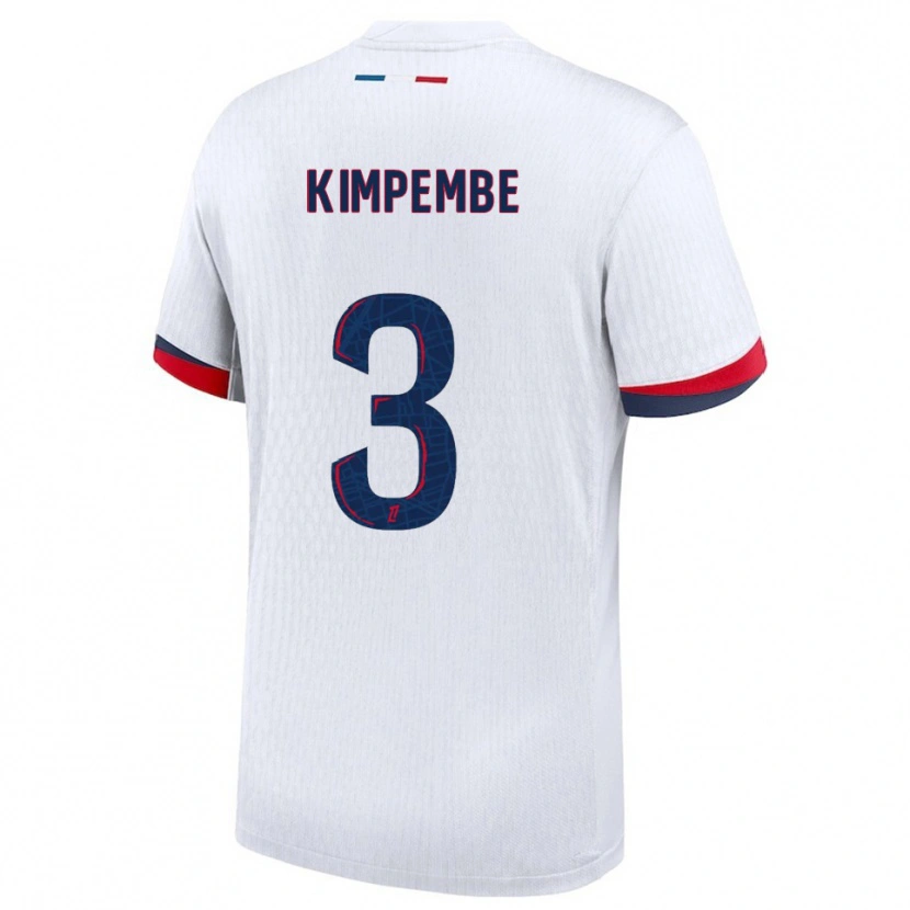 Danxen Kvinnor Presnel Kimpembe #3 Vit Röd Bortatröja Matchtröjor 2025/26 Tröjor T-Tröja