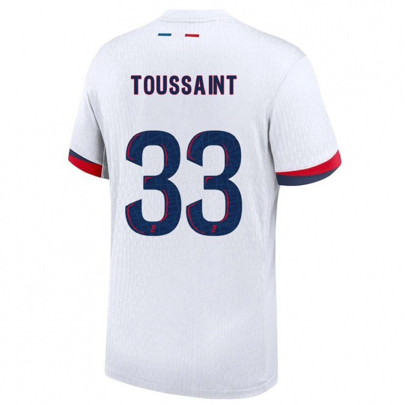 Danxen Kvinnor Océane Toussaint #33 Vit Röd Bortatröja Matchtröjor 2025/26 Tröjor T-Tröja