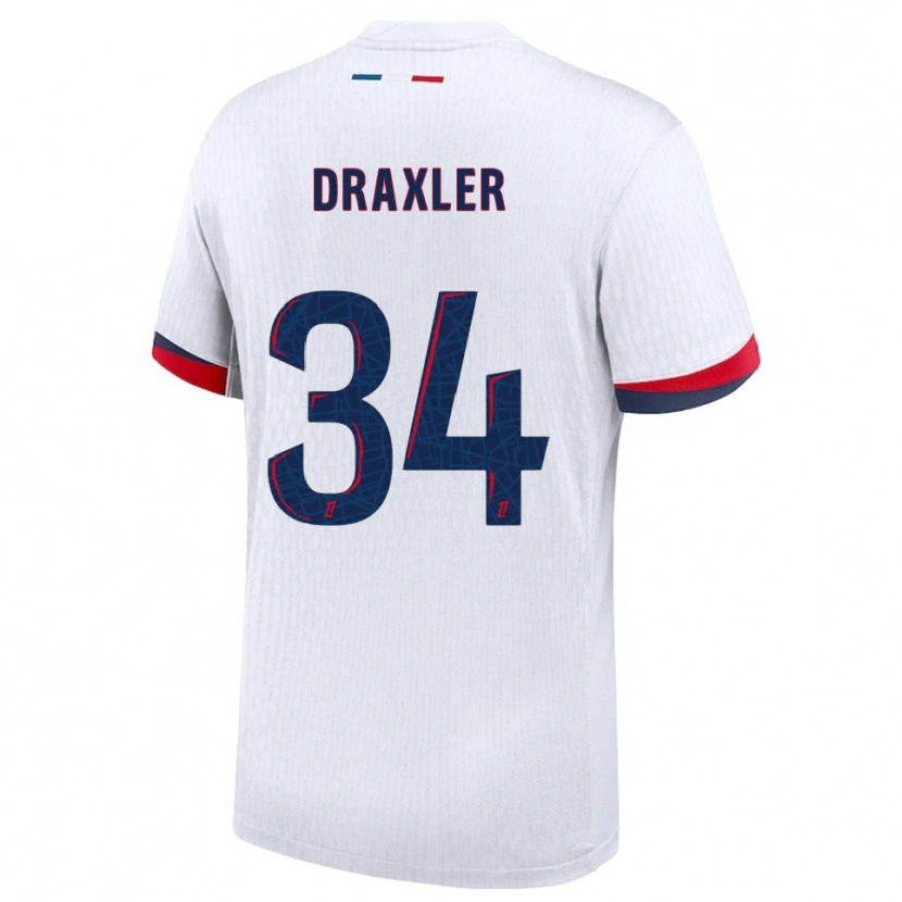 Danxen Kvinnor Julian Draxler #34 Vit Röd Bortatröja Matchtröjor 2025/26 Tröjor T-Tröja