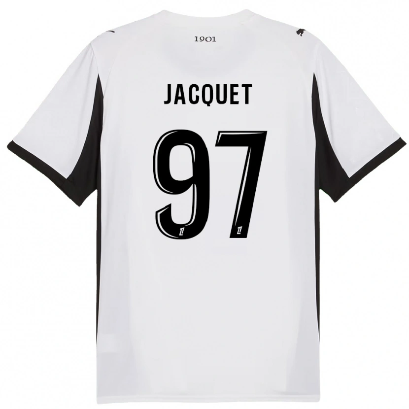 Danxen Kvinnor Jérémy Jacquet #97 Vit Svart Bortatröja Matchtröjor 2025/26 Tröjor T-Tröja