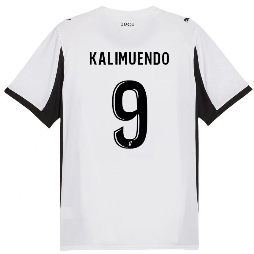 Danxen Kvinnor Arnaud Kalimuendo #9 Vit Svart Bortatröja Matchtröjor 2025/26 Tröjor T-Tröja