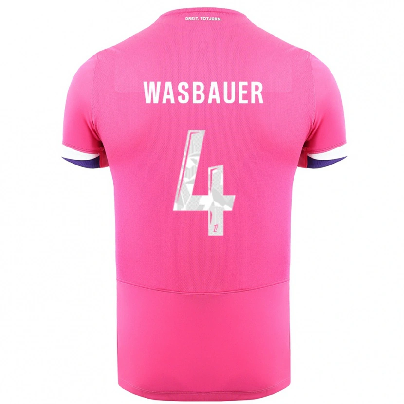 Danxen Kvinnor Nicolas Wasbauer #4 Rosa Vit Bortatröja Matchtröjor 2025/26 Tröjor T-Tröja