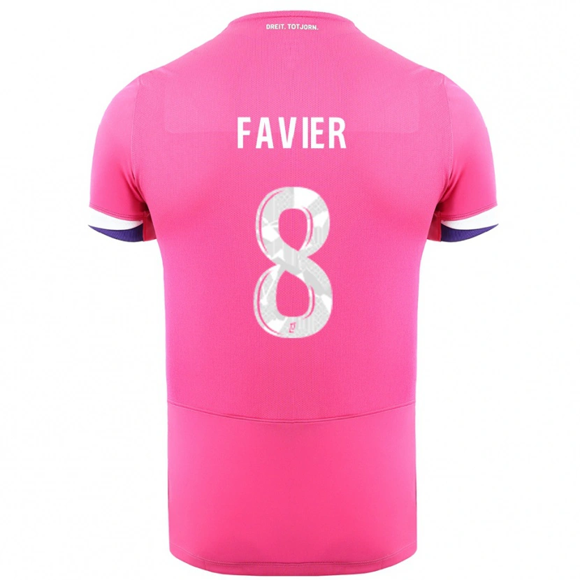 Danxen Kvinnor Luca Favier #8 Rosa Vit Bortatröja Matchtröjor 2025/26 Tröjor T-Tröja
