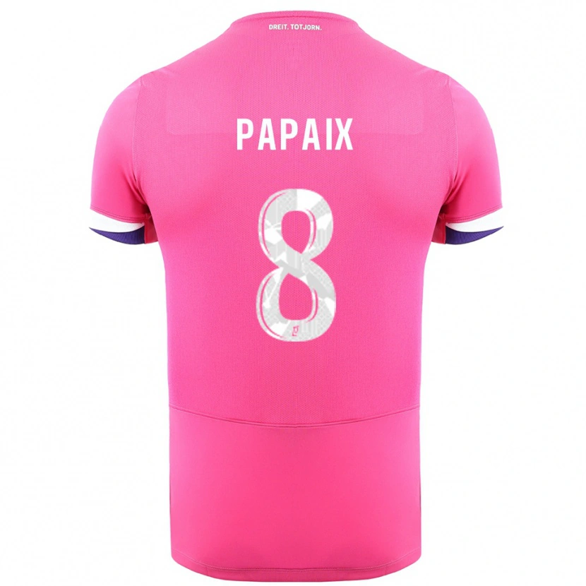 Danxen Kvinnor Pauline Papaix #8 Rosa Vit Bortatröja Matchtröjor 2025/26 Tröjor T-Tröja