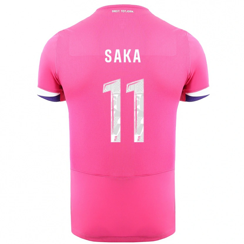 Danxen Kvinnor Mathis Saka #11 Rosa Vit Bortatröja Matchtröjor 2025/26 Tröjor T-Tröja
