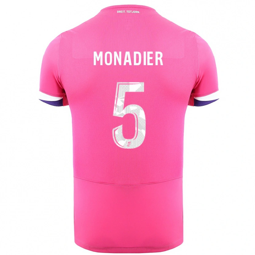 Danxen Kvinnor Pauline Monadier #5 Rosa Vit Bortatröja Matchtröjor 2025/26 Tröjor T-Tröja