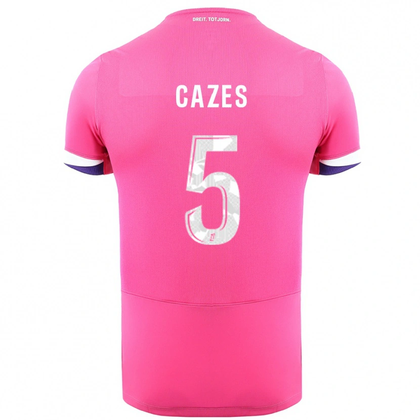 Danxen Kvinnor Manon Cazes #5 Rosa Vit Bortatröja Matchtröjor 2025/26 Tröjor T-Tröja