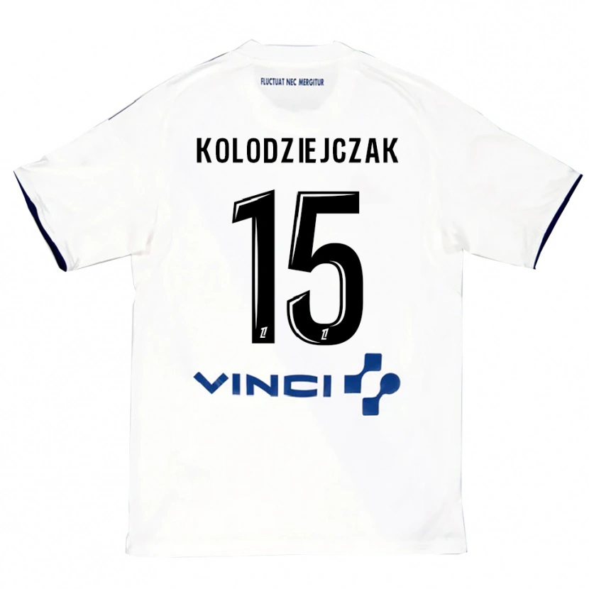 Danxen Kvinnor Timothée Kolodziejczak #15 Vit Blå Bortatröja Matchtröjor 2025/26 Tröjor T-Tröja