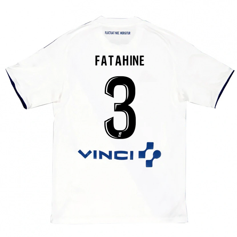 Danxen Kvinnor Anis Fatahine #3 Vit Blå Bortatröja Matchtröjor 2025/26 Tröjor T-Tröja