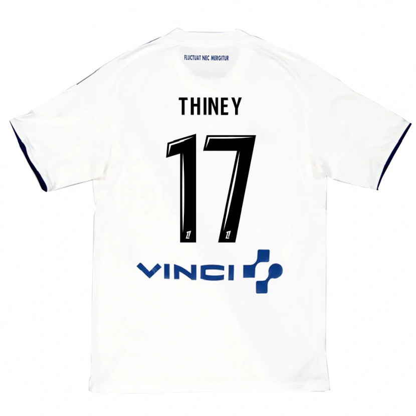 Danxen Kvinnor Gaëtane Thiney #17 Vit Blå Bortatröja Matchtröjor 2025/26 Tröjor T-Tröja