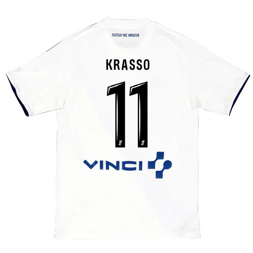 Danxen Kvinnor Jean-Philippe Krasso #11 Vit Blå Bortatröja Matchtröjor 2025/26 Tröjor T-Tröja