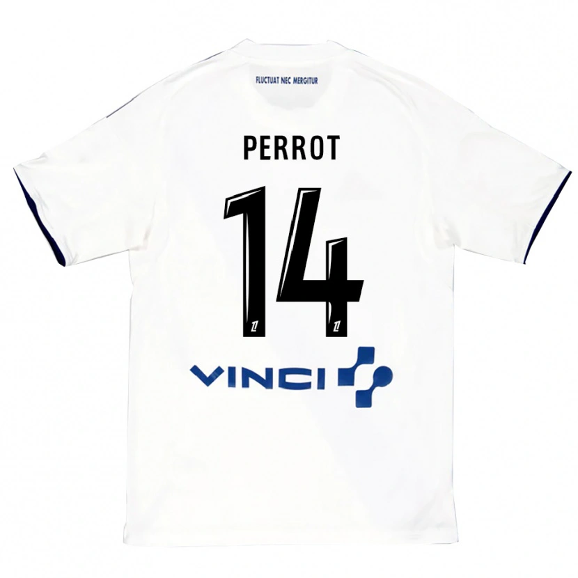 Danxen Kvinnor Mattéo Perrot #14 Vit Blå Bortatröja Matchtröjor 2025/26 Tröjor T-Tröja