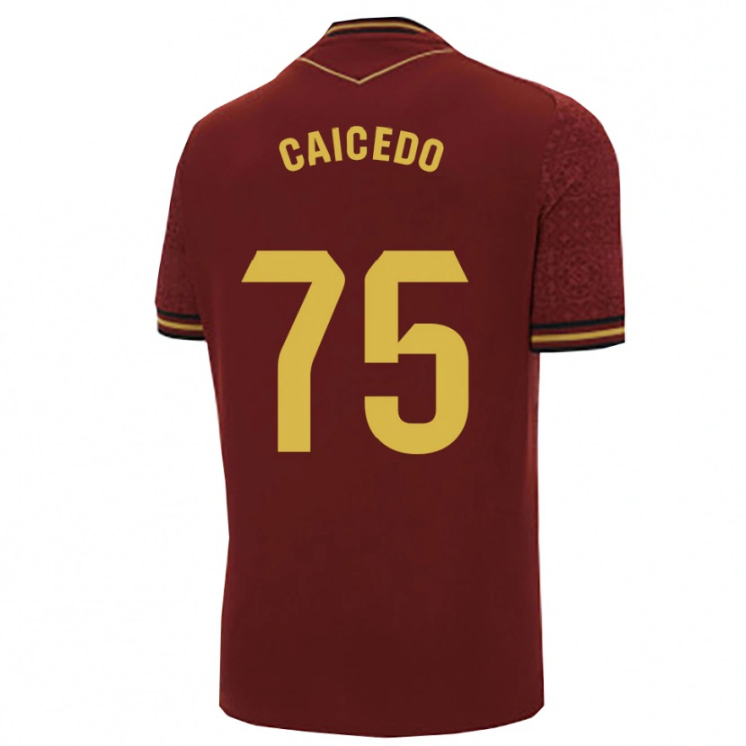 Danxen Kvinnor Alfred Caicedo #75 Bourgogne Guld Bortatröja Matchtröjor 2025/26 Tröjor T-Tröja