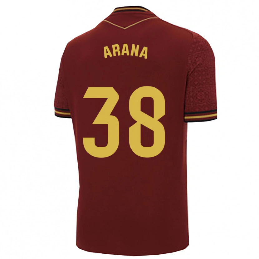 Danxen Kvinnor Pablo Arana #38 Bourgogne Guld Bortatröja Matchtröjor 2025/26 Tröjor T-Tröja