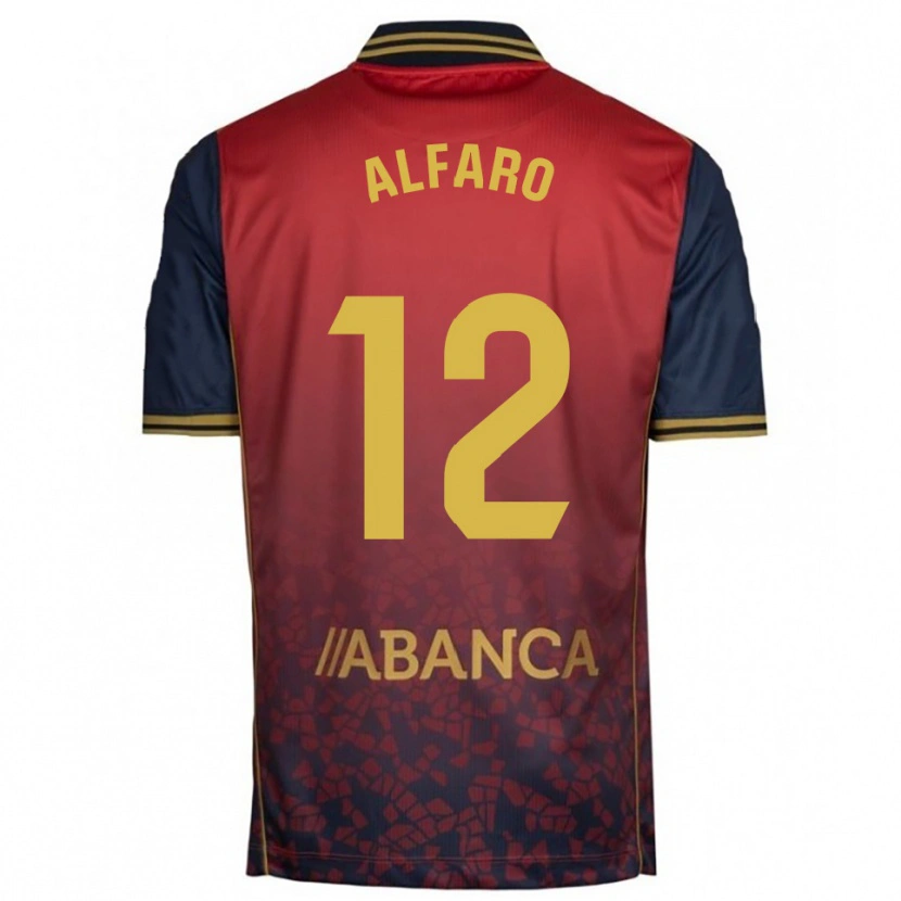 Danxen Kvinnor Alejandro Alfaro #12 Röd Marinblå Bortatröja Matchtröjor 2025/26 Tröjor T-Tröja