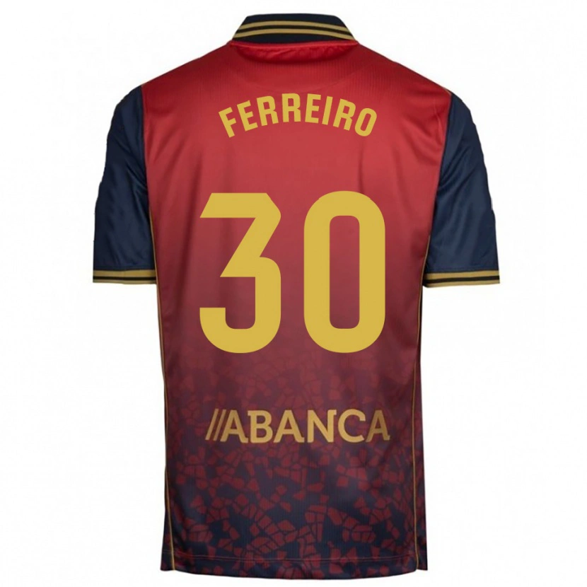 Danxen Kvinnor Manu Ferreiro #30 Röd Marinblå Bortatröja Matchtröjor 2025/26 Tröjor T-Tröja