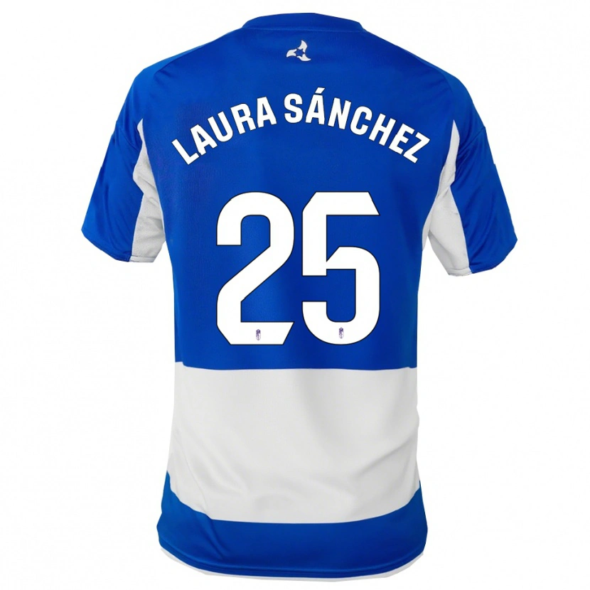 Danxen Kvinnor Laura Sánchez Comuñas #25 Blå Vit Bortatröja Matchtröjor 2025/26 Tröjor T-Tröja
