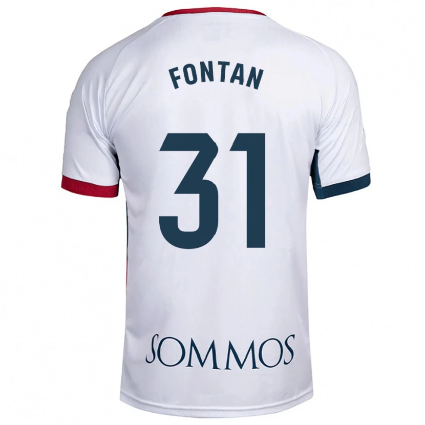 Danxen Kvinnor Nico Fontán #31 Vit Röd Bortatröja Matchtröjor 2025/26 Tröjor T-Tröja