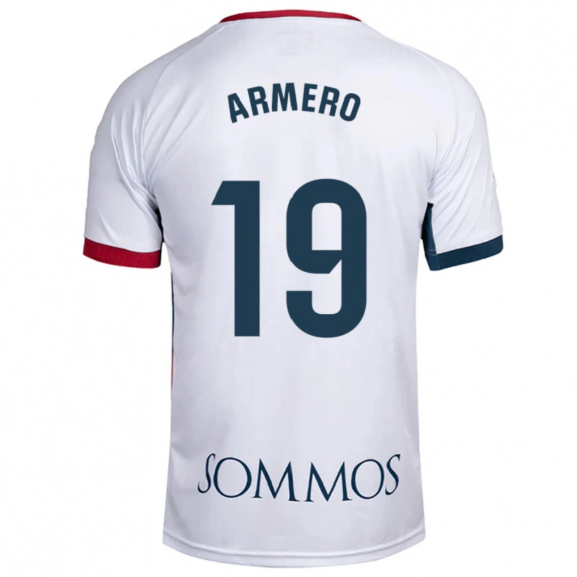 Danxen Kvinnor Sergi Armero #19 Vit Röd Bortatröja Matchtröjor 2025/26 Tröjor T-Tröja