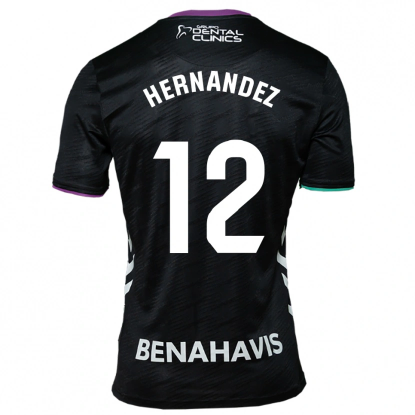 Danxen Kvinnor Juanma Hernández #12 Svart Lila Grön Bortatröja Matchtröjor 2025/26 Tröjor T-Tröja