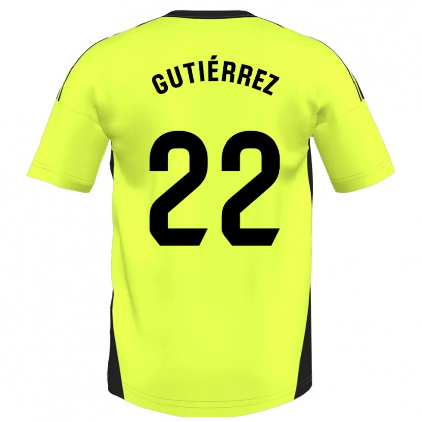 Danxen Kvinnor Juan Gutiérrez #22 Fluorescerande Gul Bortatröja Matchtröjor 2025/26 Tröjor T-Tröja