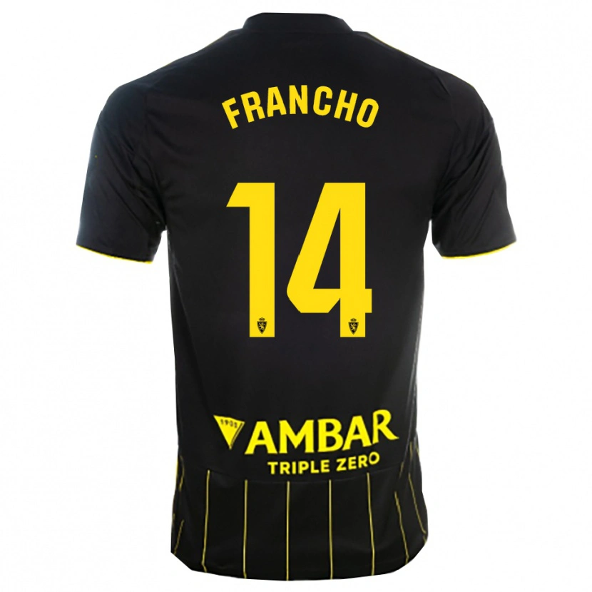 Danxen Kvinnor Francho Serrano #14 Svart Gul Bortatröja Matchtröjor 2025/26 Tröjor T-Tröja