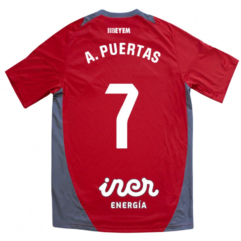 Danxen Kvinnor Antonio Puertas #7 Röd Grå Bortatröja Matchtröjor 2025/26 Tröjor T-Tröja