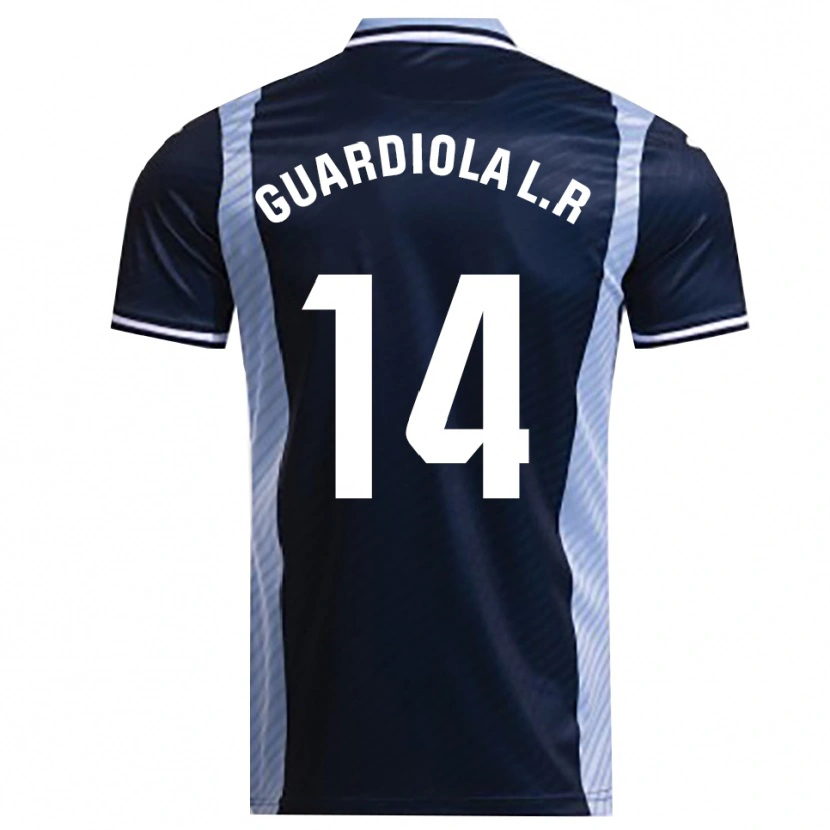 Danxen Kvinnor Sergi Guardiola #14 Marinblå Himmelsblå Bortatröja Matchtröjor 2025/26 Tröjor T-Tröja