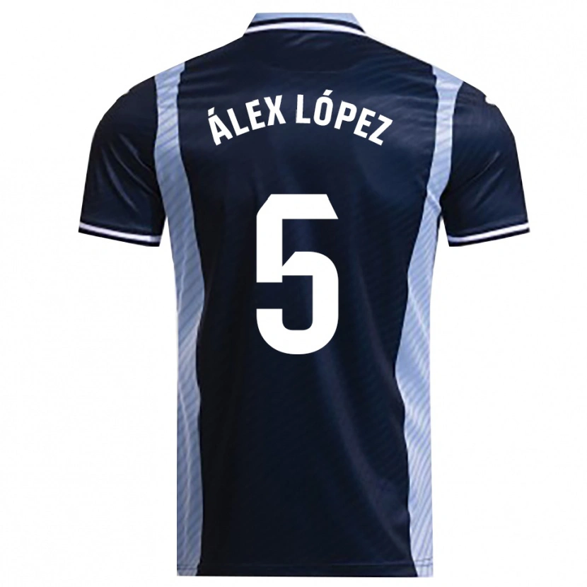 Danxen Kvinnor Álex López #5 Marinblå Himmelsblå Bortatröja Matchtröjor 2025/26 Tröjor T-Tröja
