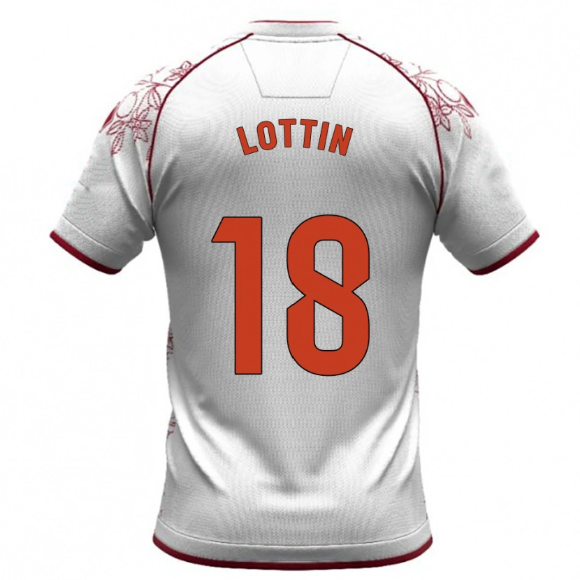 Danxen Kvinnor Albert Lottin #18 Vit Bourgogne Bortatröja Matchtröjor 2025/26 Tröjor T-Tröja