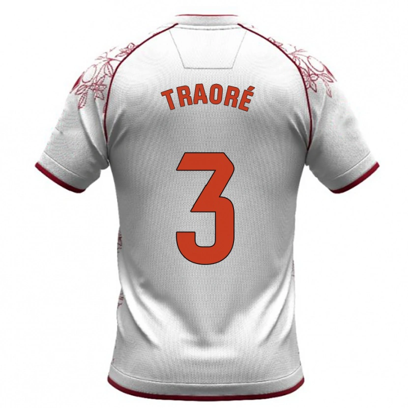 Danxen Kvinnor Mamadou Traoré #3 Vit Bourgogne Bortatröja Matchtröjor 2025/26 Tröjor T-Tröja