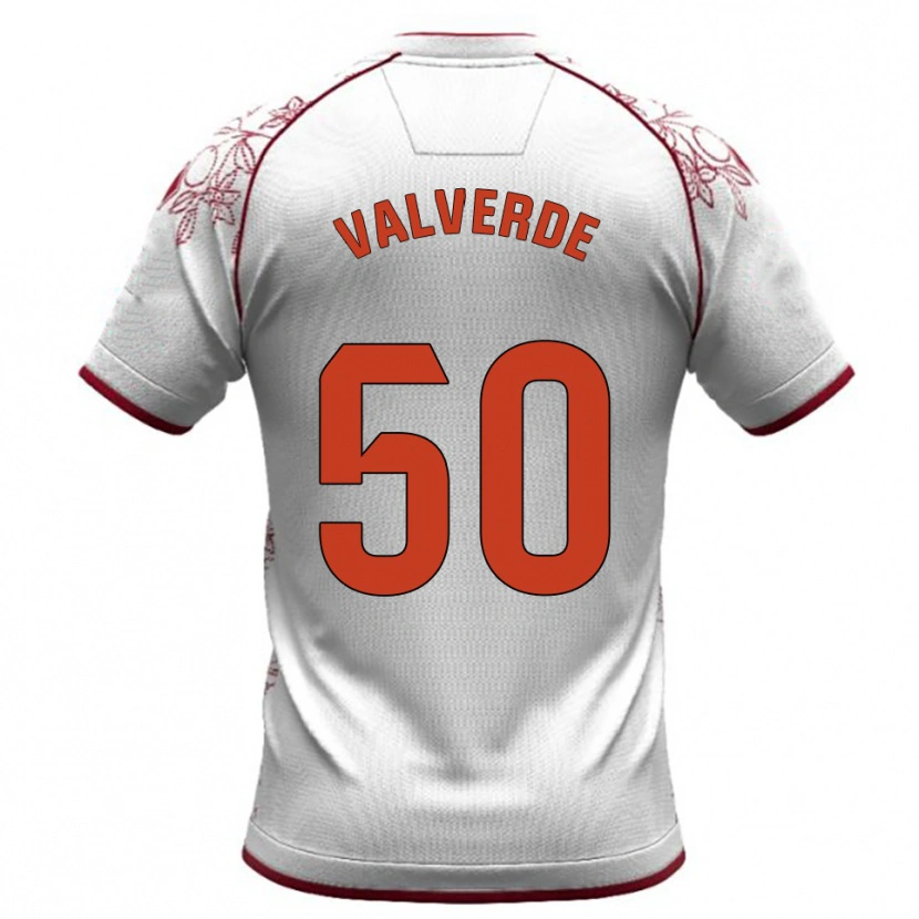 Danxen Kvinnor Jorge Valverde #50 Vit Bourgogne Bortatröja Matchtröjor 2025/26 Tröjor T-Tröja