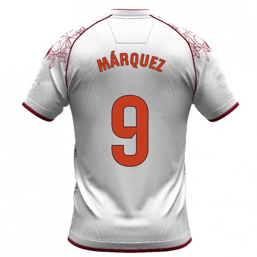 Danxen Kvinnor Eddiel Márquez #9 Vit Bourgogne Bortatröja Matchtröjor 2025/26 Tröjor T-Tröja