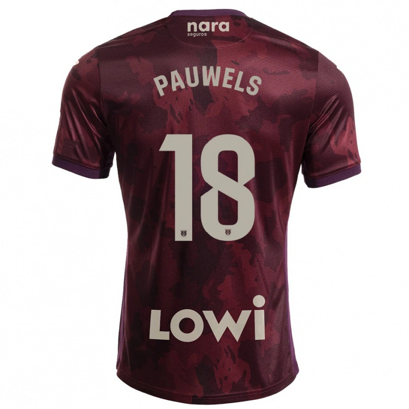 Danxen Kvinnor Benjamin Pauwels #18 Bourgogne Vit Bortatröja Matchtröjor 2025/26 Tröjor T-Tröja