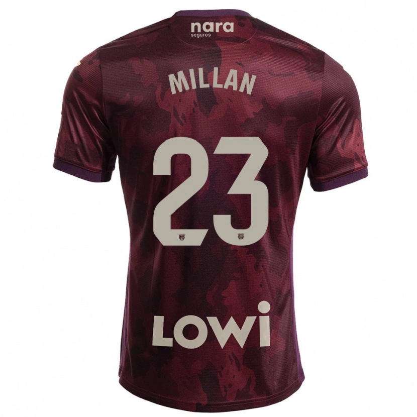 Danxen Kvinnor Álex Millán #23 Bourgogne Vit Bortatröja Matchtröjor 2025/26 Tröjor T-Tröja
