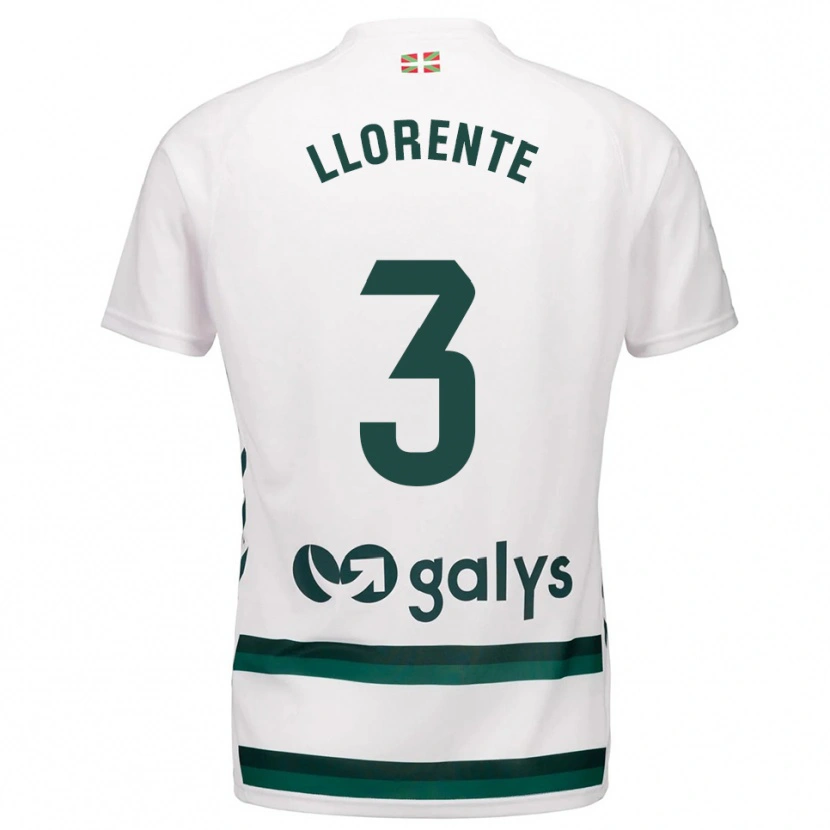 Danxen Kvinnor Oier Llorente #3 Vit Grön Bortatröja Matchtröjor 2025/26 Tröjor T-Tröja