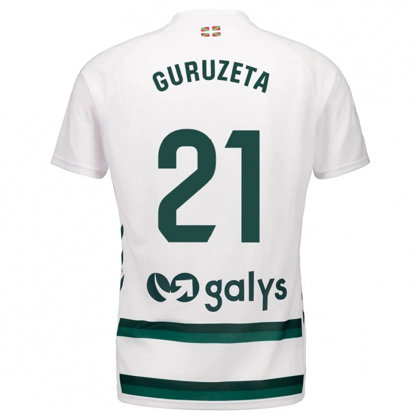 Danxen Kvinnor Jon Guruzeta #21 Vit Grön Bortatröja Matchtröjor 2025/26 Tröjor T-Tröja