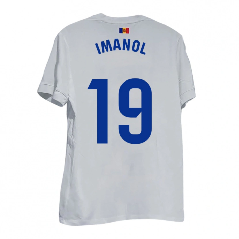 Danxen Kvinnor Imanol García De Albéniz #19 Vitt Blått Gult Bortatröja Matchtröjor 2025/26 Tröjor T-Tröja