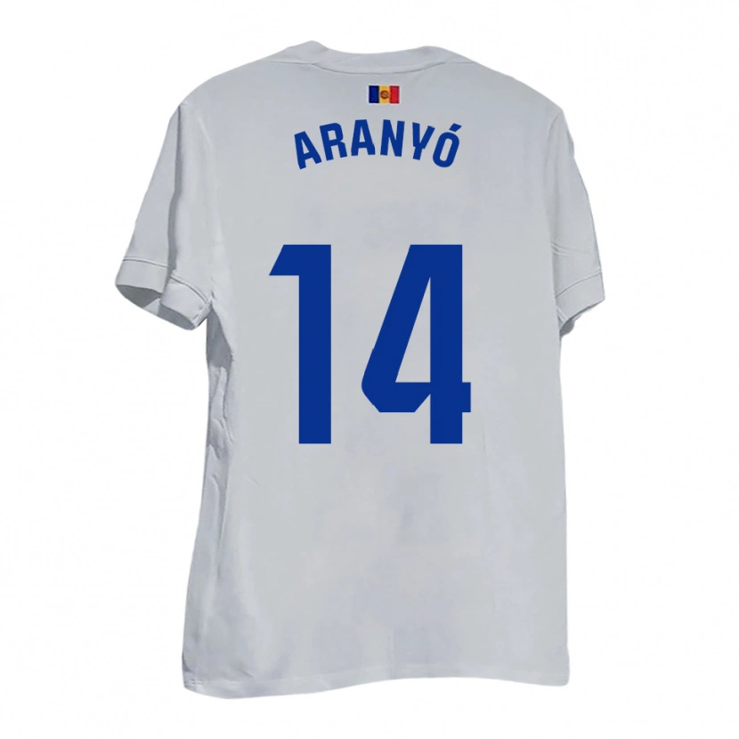Danxen Kvinnor Marc Aranyó #14 Vitt Blått Gult Bortatröja Matchtröjor 2025/26 Tröjor T-Tröja